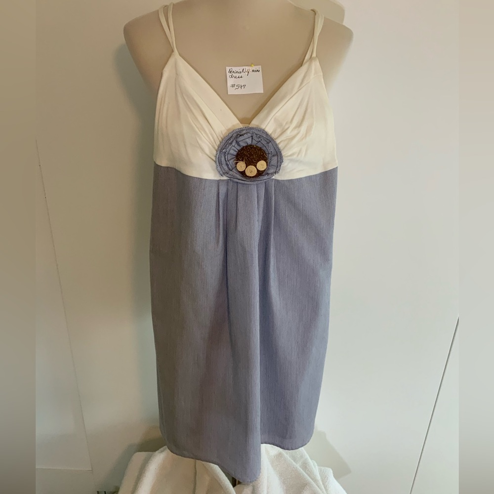 Prairie New York - T-strap mini dress.  White bodice with front pleats